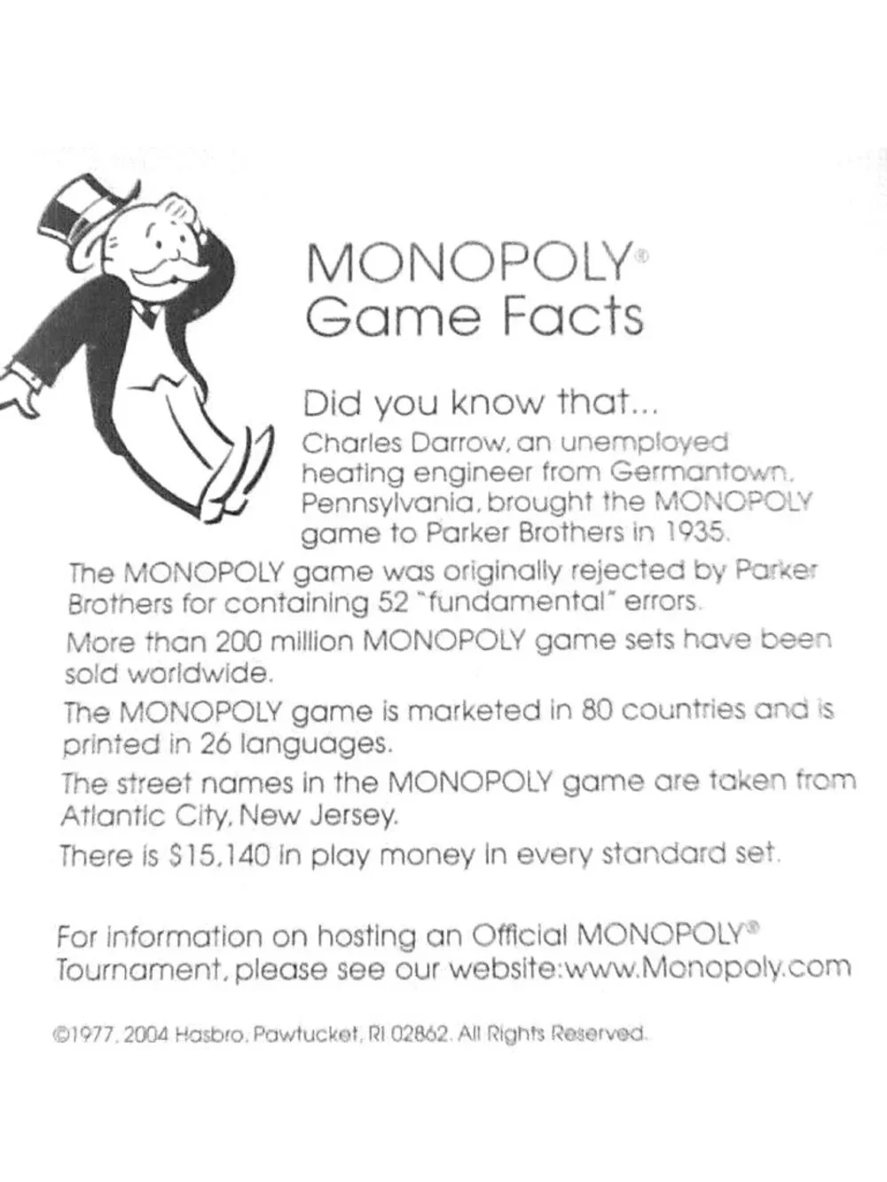 brand new 2004 Parker Bros Hasbro Monopoly Folding Game Board
